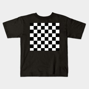 Checkerboard Design Pattern, Black and White Kids T-Shirt